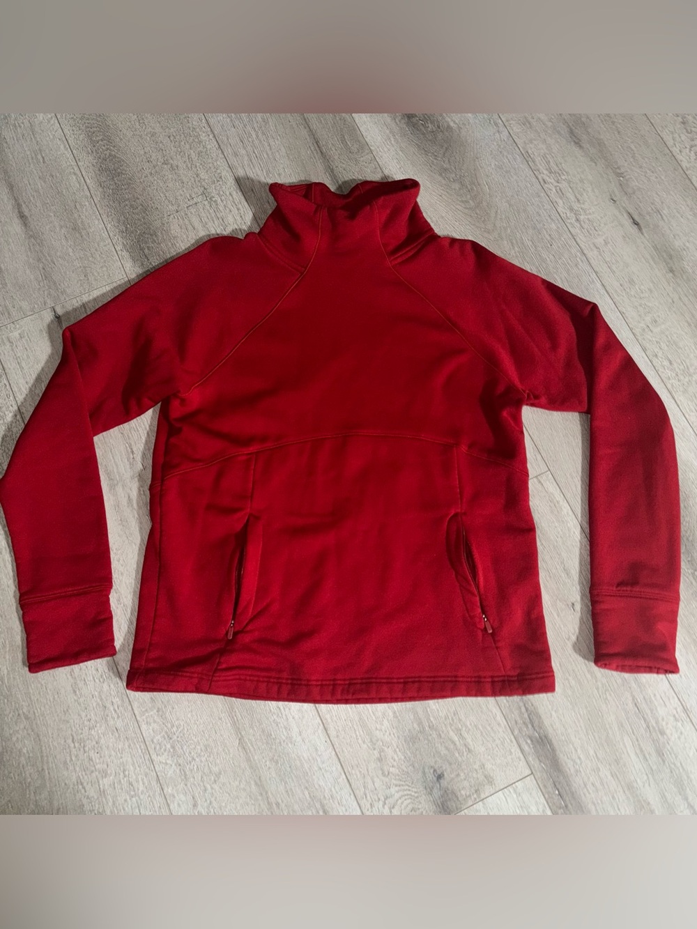 ATHLETA Size M Polartec Funnel Neck Athletic Sweatshirt Decadent Red